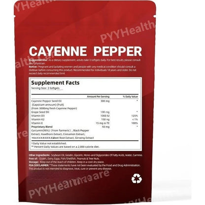 Cayenne Pepper Softgels with Grape Seed Beetroot Turmeric Vitamins D3 K2 E Herbal Supplement